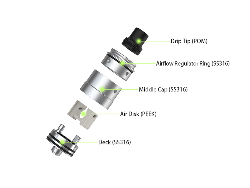 C-Roll RDA Ambition 316SS 22mm diameter with single&dual airflow control-8